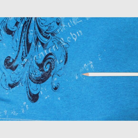 CJ Black Men's Cross T Shirt Sz. L Teal Black Velvet Y2K Grunge - Picture 6 of 6